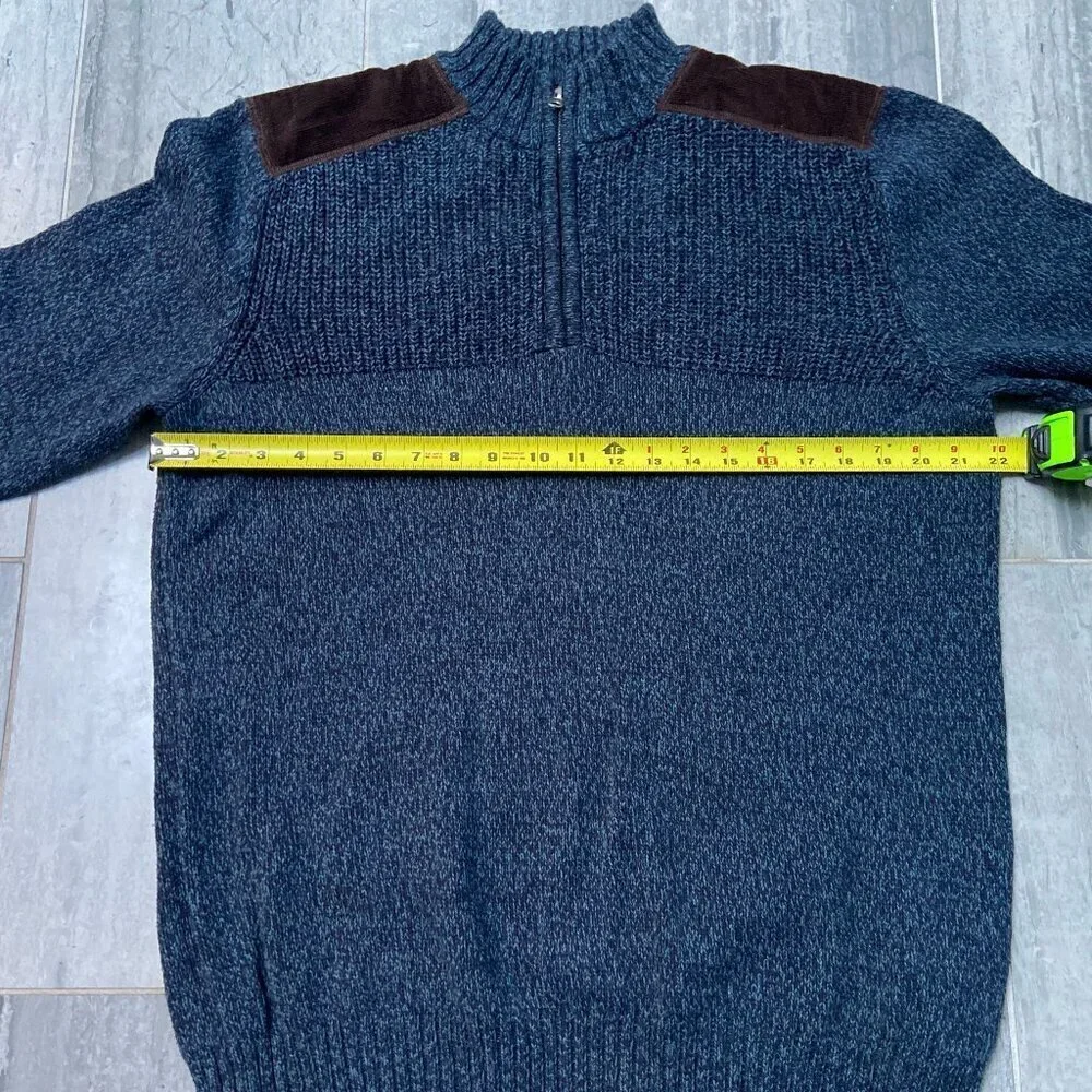 Cambridge Dry Goods Long Sleeve Quarter Zip Sweater Pullover Blue – Size Large